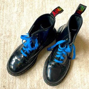 Dr Martens boots, rainbow patent leather